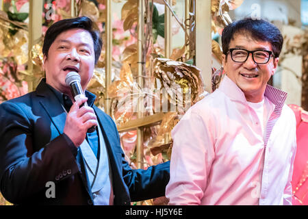 Kuala Lumpur, Malaysia. 21 Jan, 2017. Hong Kong director Stanley Tong with superstar actor Jackie Chan on their promotion tour for their upcoming new movie Kung Fu Yoga in Kuala Lumpur, opening in the Chinese New Year 2017. © Danny Chan/Alamy Live News. Stock Photo