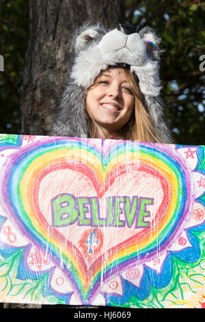 Seattle, United States. 21st Jan, 2017. Seattle, Washington: Pre-march rally at Judkins Park. Over 100,000 supporters attended the Womxn's March on Seattle on January 21, 2017 in solidarity with the national Women's March on Washington, DC The mission of the silent march is to bring diverse women together for collective action. Credit: Paul Gordon/Alamy Live News Stock Photo