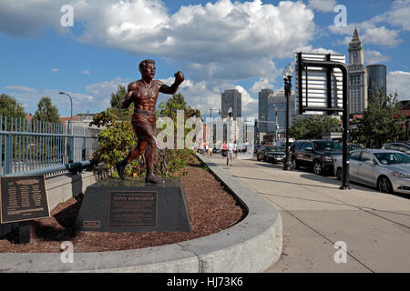 The bronze statue of Tony DeMarco in Boston's historic North End, Boston, Massachusetts, USA. Stock Photo