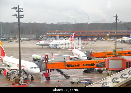Air Berlin planes at the gate at Berlin Tegel Airport, Germany Stock Photo
