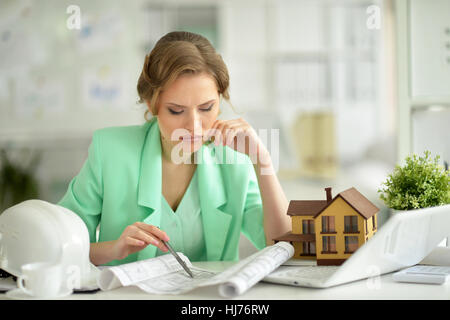 Woman architect in offive Stock Photo