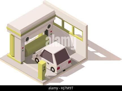 Vector isometric low poly car wash icon Stock Vector