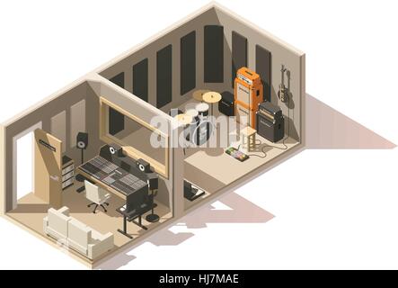 Vector isometric low poly recording studio icon Stock Vector