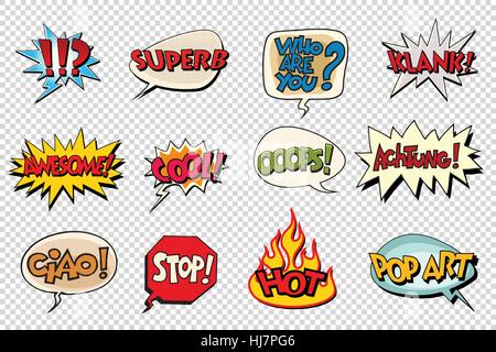 set comic book bubble stickers Stock Vector