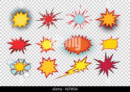 Cartoon explosion pop art kit isolate Stock Vector