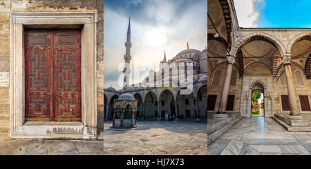 ISTANBUL - AUGUST 18: Inside the Blue Mosque in Istanbul. Sultan Ahmed Mosque and its court yard is a popular historic area among tourists Stock Photo