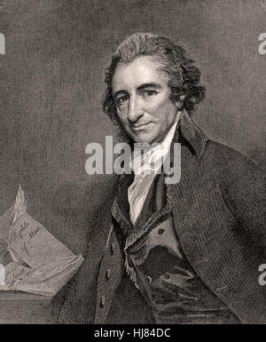 Thomas Paine (1736-1809) English-American political writer, revolutionary and one of the founding fathers of the United States of America. Engraving by William Sharp (1749-1824). Stock Photo