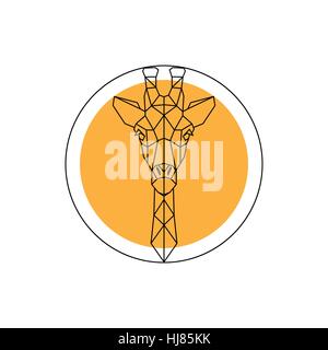 Geometric vector animal giraffe head on orange background. Stock Vector
