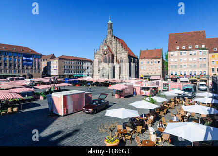 Nürnberg, Nuremberg: Old town; Main market; church Frauenkirche, Mittelfranken, Middle Franconia, Bayern, Bavaria, Germany Stock Photo