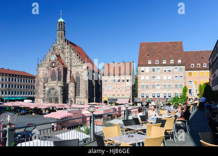 Nürnberg, Nuremberg: Old town; Main market; church Frauenkirche, Mittelfranken, Middle Franconia, Bayern, Bavaria, Germany Stock Photo