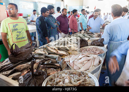 Fish market in the city of Fujairah. United Arab Emirates Stock Photo