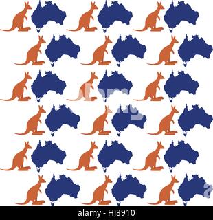map kangaroo australia symbol seamless pattern vector illustration eps 10 Stock Vector