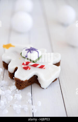 Christmas tree cake with decorations Stock Photo