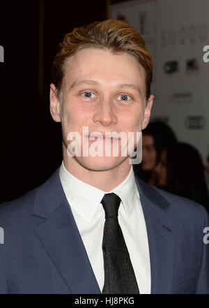 George MacKay arrives at the London Critics' Circle Film Awards at the May Fair Hotel in London. Stock Photo