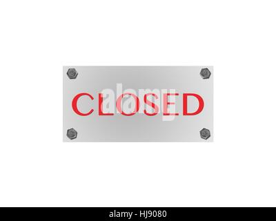 A closed sign isolated against a white background Stock Photo