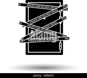 Crime scene door icon. White background with shadow design. Vector illustration. Stock Vector