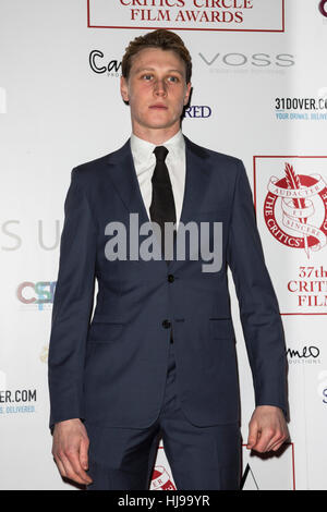 22 January 2017. Actor George MacKay. London, UK. Red Carpet arrivals for the 2017 Critic's Circle Film Awards at The May Fair Hotel. Stock Photo