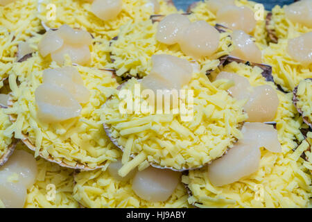 Close-up of scallops with cheese Stock Photo