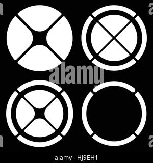 circle, shape, target, targetmark, symbol, crosshair, cross, cross-hair, set, segmented, line, radial, minimal, icon, circular, motif, design, element Stock Vector