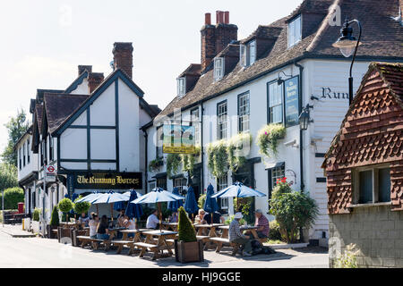 16th century The Running Horses Pub, Old London Road, Mickleham, Surrey, England, United Kingdom Stock Photo