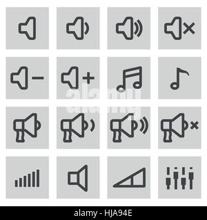 Vector line speaker icons set on grey background Stock Vector