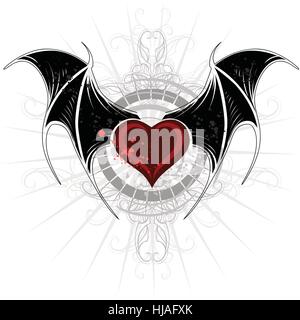 Vampire heart with wings Stock Vector