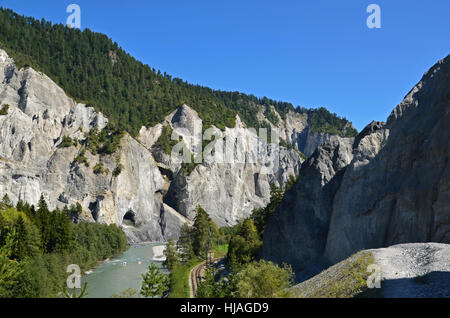 rhine, switzerland, grisons, Canyon, big, large, enormous, extreme, powerful, Stock Photo