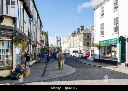 View of Tavistock Parish Church from Brook Street, Tavistock, Devon, England, United Kingdom Stock Photo