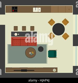 Living room in flat style Stock Vector