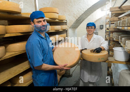 Crown cheese finish caves in Brooklyn nyc Stock Photo