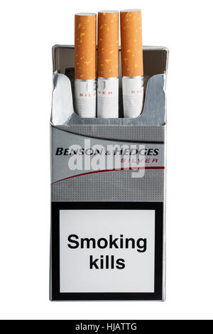 Benson & Hedges cigarettes on a white background Stock Photo