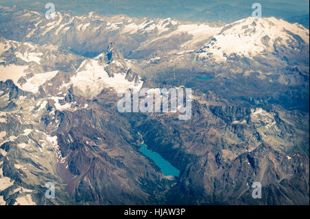 Aerial view of Swiss Alps with Mount Rosa Massif to right and Matterhorn on left, Switzerland Stock Photo