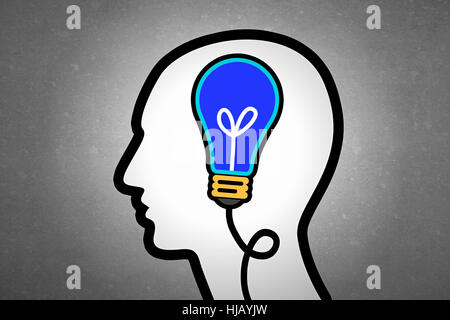 Silhouette of human head with light bulb instead of brain Stock Photo ...