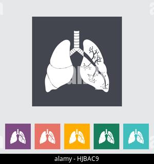 Lungs in Black and White. Single flat icon. Vector illustration. Stock Vector