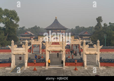 Gates of the Circular Mound Altar in the Temple of Heaven, Beijing, People's Republic of China, Asia Stock Photo