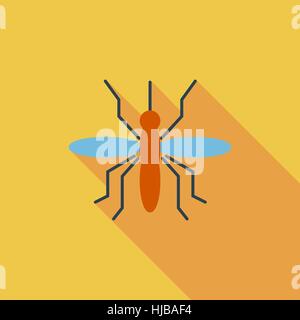 Mosquito icon. Flat vector related icon with long shadow for web and mobile applications. It can be used as - logo, pictogram, icon, infographic eleme Stock Vector
