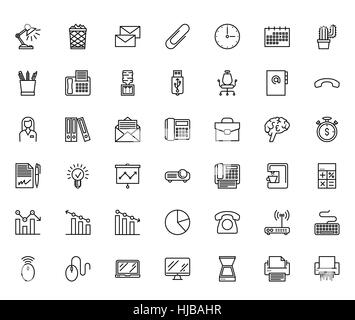 Office Thin Line Related Icons Set Isolated on White Background. Simple Mono Linear Pictogram Pack Stroke Vector Logo Concept for Web Graphics. Editab Stock Vector