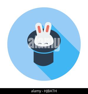 Rabbit in magician hat. Single flat color icon. Vector illustration. Stock Vector