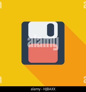Magnetic floppy disc icon. Flat vector related icon with long shadow for web and mobile applications. It can be used as - logo, pictogram, icon, infog Stock Vector