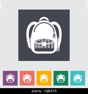 Schoolbag. Single flat icon. Vector illustration. Stock Vector