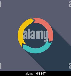 Update icon. Flat vector related icon with long shadow for web and mobile applications. It can be used as - logo, pictogram, icon, infographic element Stock Vector