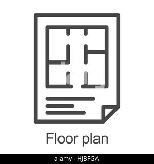 Flat floor plan icon Stock Vector