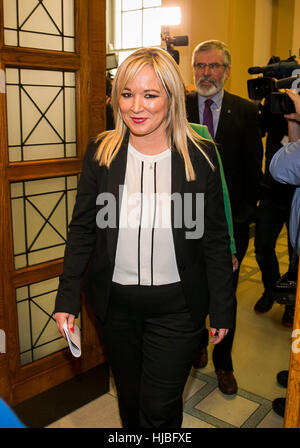 Newly appointed Sinn Fein leader for Stormont Michelle O'Neill walks into the Long Room at Stormont Parliament Buildings. Stock Photo