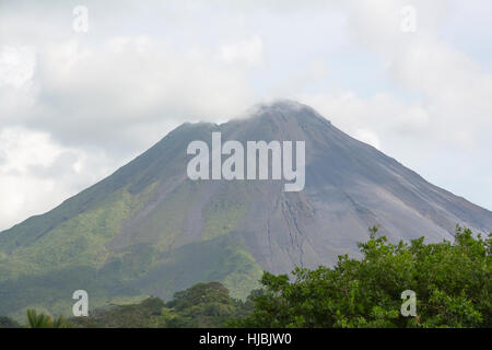 View of Arenal volcano cone from close distance, Costa Rica Stock Photo