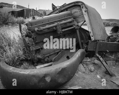 Abandonned engine's car,Bodie Ghost Town,California,USA. Stock Photo