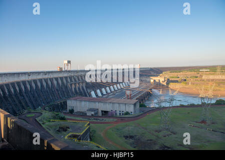 Foz do Iguacu, Brazil - july 10, 2016: The Itaipu dam viewpoint in Foz do Iguazu in Brazil Stock Photo