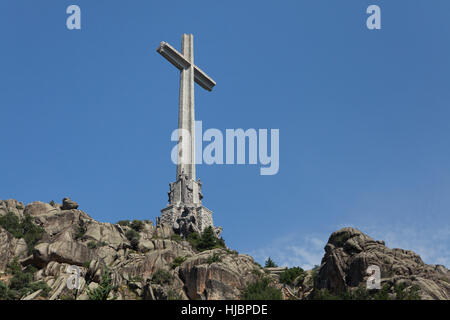 The Holy Cross over the Basilica de la Santa Cruz (Basilica of the Holy Cross) in the Valle de los Caidos (Valley of the Fallen) near Madrid, Spain. Stock Photo