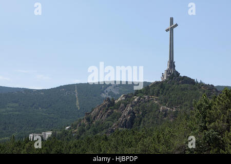 The Holy Cross over the Basilica de la Santa Cruz (Basilica of the Holy Cross) in the Valle de los Caidos (Valley of the Fallen) near Madrid, Spain. Stock Photo