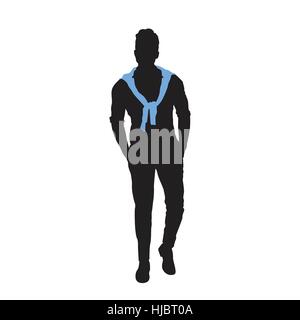 Silhouette Business Man Casual Clothes Isolated Over White Background Stock Vector
