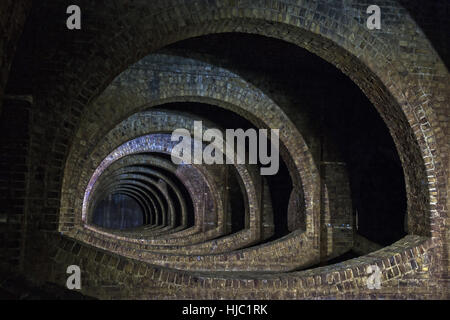 Finsbury Park Underground Reservoir, North London. The Victorian brick built structure was created between 1868 and 1869 Stock Photo